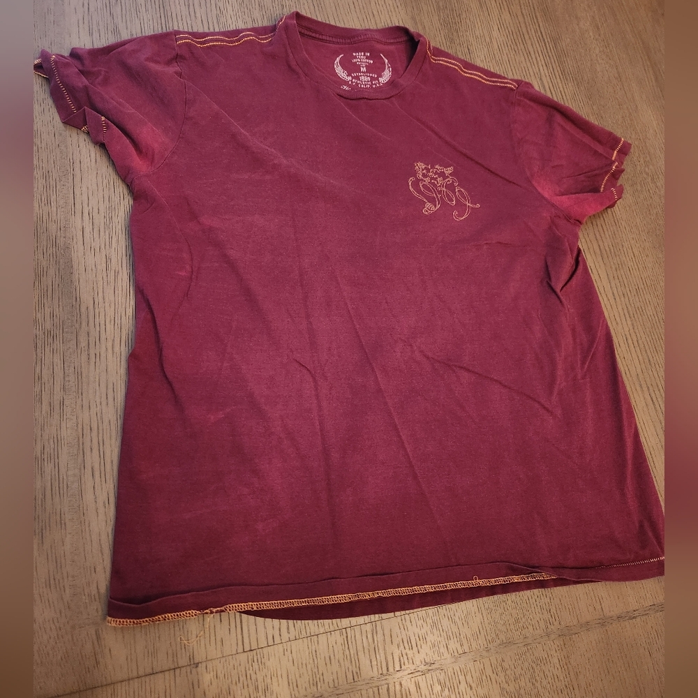 Vintage 1969 Premium Men Burgundy Red Graphic  Shirt Size L